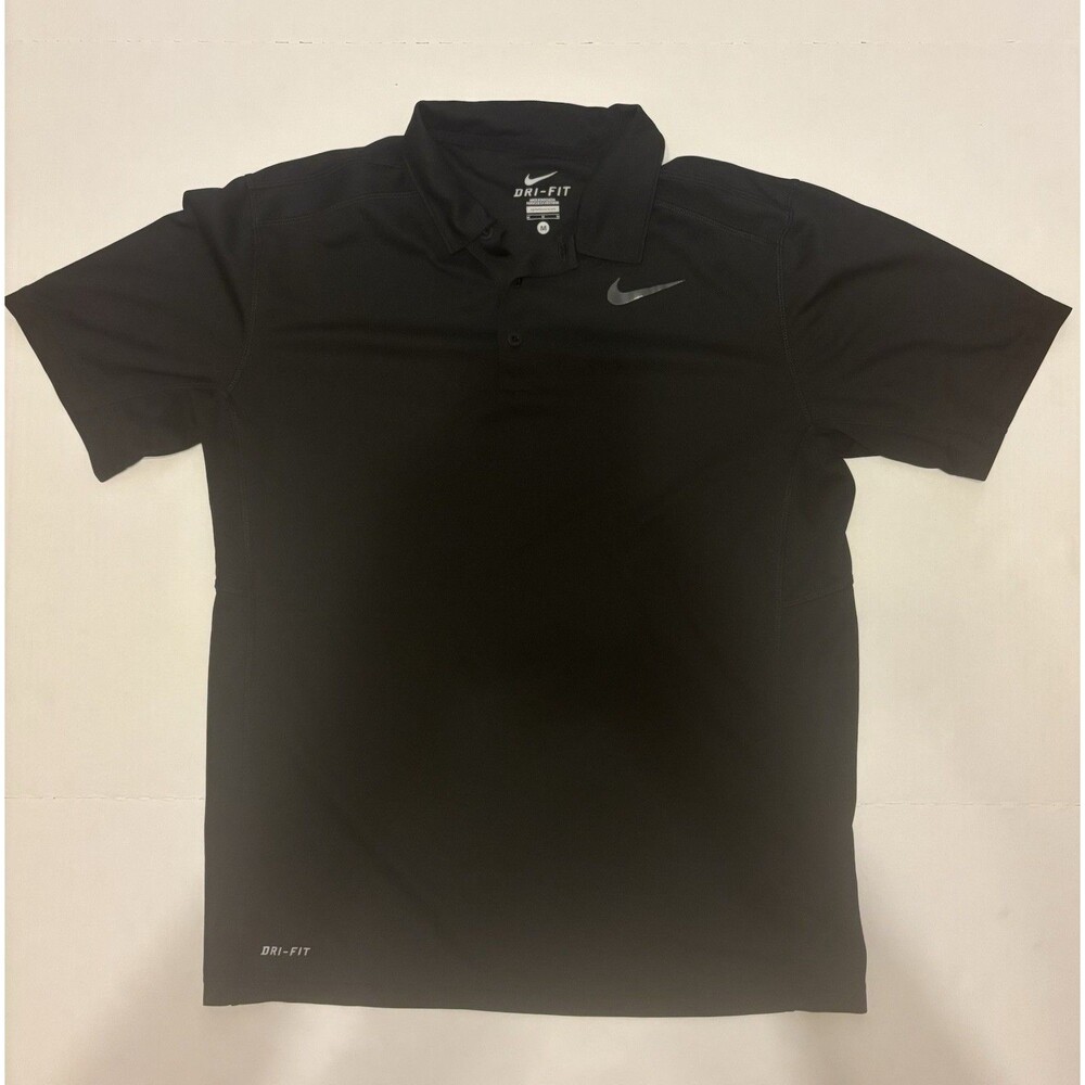 Nike Dri-FIT Men’s M Regular Black Solid Short Sleeve Collared Polo Logo